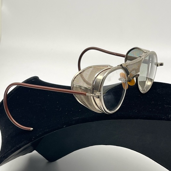 VINTAGE BAUSCH & LOMB STEAMPUNK MOTORCYCLE SAFETY GOGGLE CLEAR FOLDING GLASSES - Picture 6 of 16